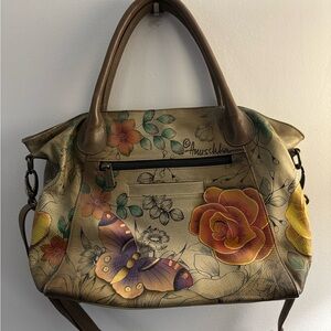 Anuschka Multicolor Floral Leather Shoulder Bag